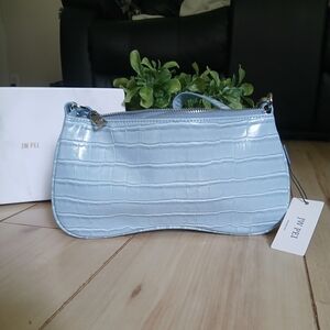 JW PEI Pale Blue Croc-Embossed Shoulder Bag Brand New With Box